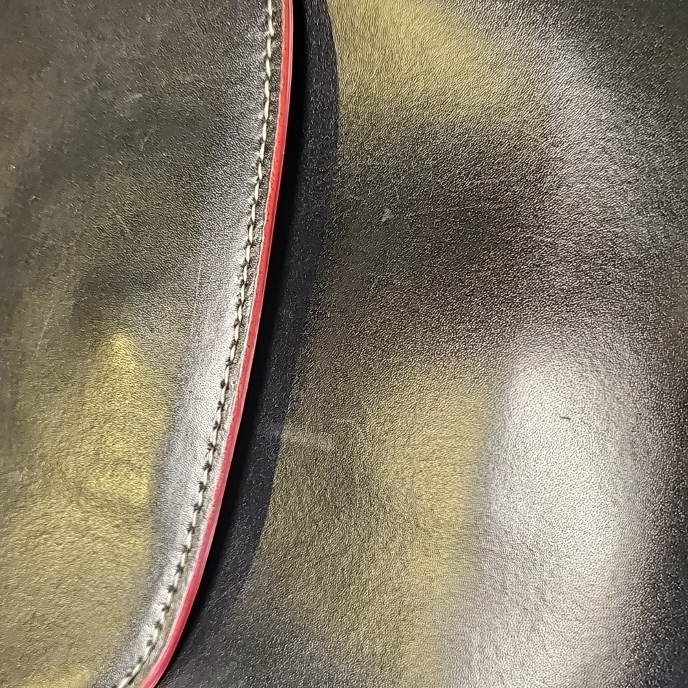 Lodis Black Leather Tote Bag With Red Edge Trim - Picture 2 of 11
